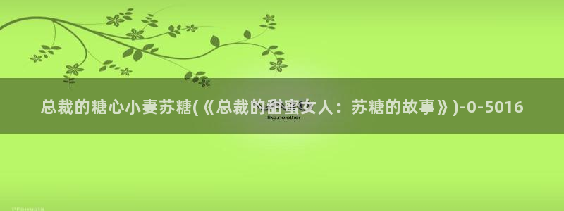 黑椒盖饭糖心vlog：总裁的糖心小妻苏糖(《总裁的甜蜜女人：苏糖的故事》)